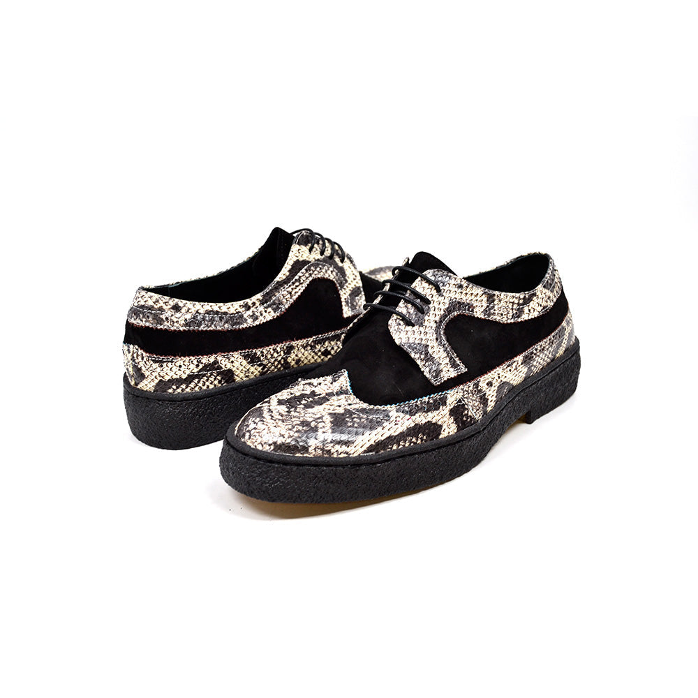 British Walkers Playboy Wingtip Men's Low Cut Black Suede and Python Shoes view 1