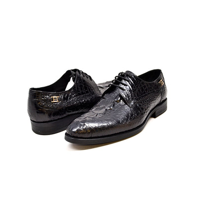 British Walkers Elegance Men's Black Croc Leather Dress Shoes view 1