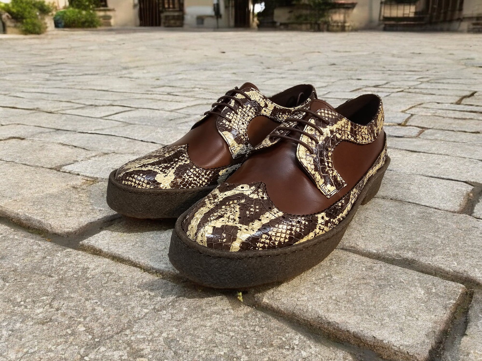 British Walkers Playboy Wingtip Men's Low Cut Black Suede and Python Shoes view 12