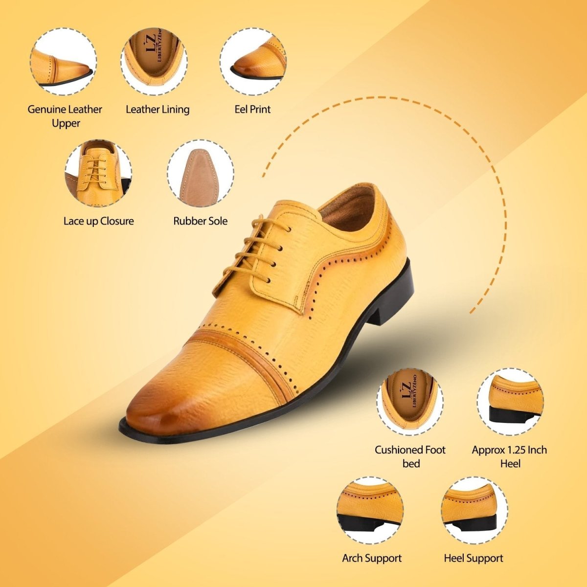 Liberty Zeno BRUCE Leather Oxford Style Dress Shoes