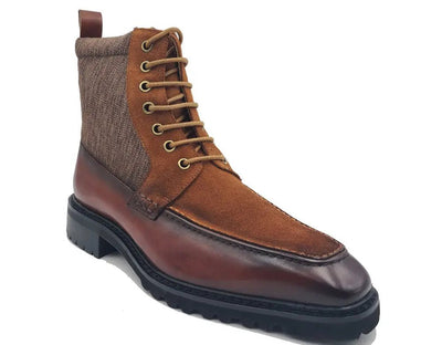 Carrucci Shoes Burnished Calfskin Slip On Boot Lug Sole Calfskin KB51617