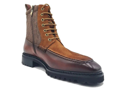 Carrucci Shoes Burnished Calfskin Slip On Boot Lug Sole Calfskin KB51617