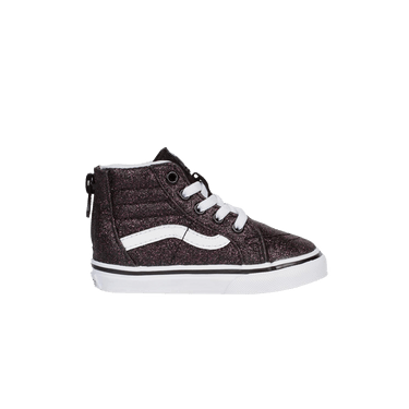 Vans Sk8-Hi Zip Toddlers' (TD) High-Top Sneakers — (Glitter Stars) Black/True White Canvas High-Top
