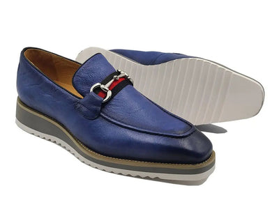 Carrucci Shoes Calfskin Leather Slip On Horsebit Buckle Loafer KS51507R
