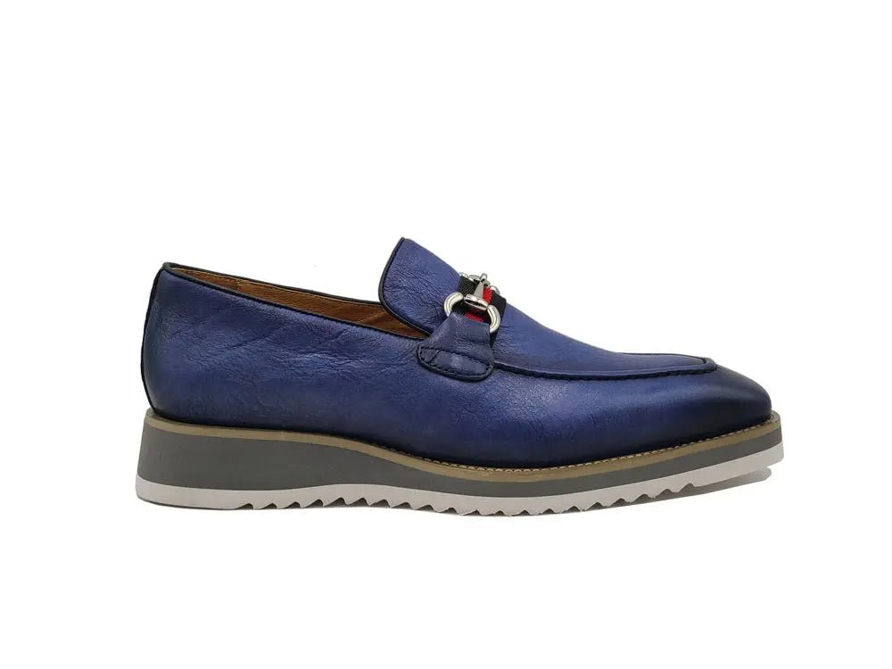 Carrucci Shoes Calfskin Leather Slip On Horsebit Buckle Loafer KS51507R