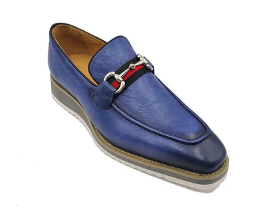 Carrucci Shoes Calfskin Leather Slip On Horsebit Buckle Loafer KS51507R