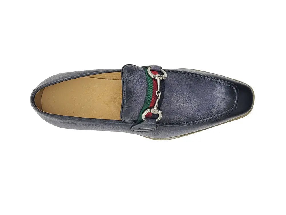Carrucci Shoes Calfskin Leather Slip On Horsebit Buckle Loafer KS51507R