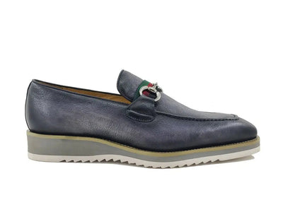 Carrucci Shoes Calfskin Leather Slip On Horsebit Buckle Loafer KS51507R