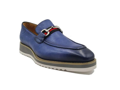 Carrucci Shoes Calfskin Leather Slip On Horsebit Buckle Loafer KS51507R