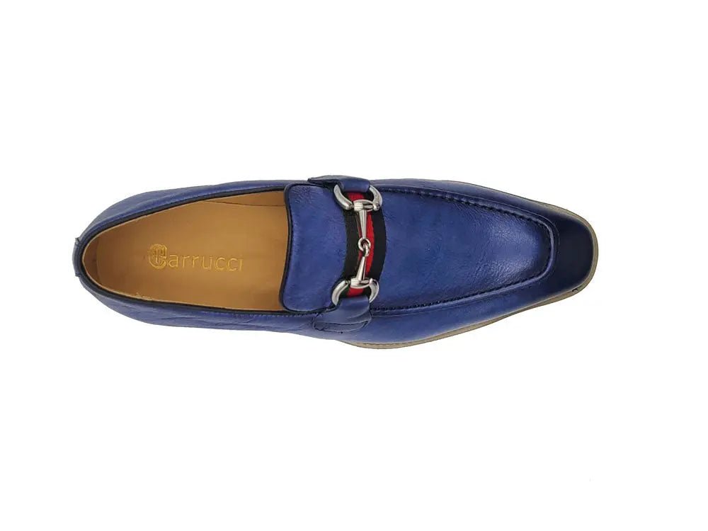 Carrucci Shoes Calfskin Leather Slip On Horsebit Buckle Loafer KS51507R