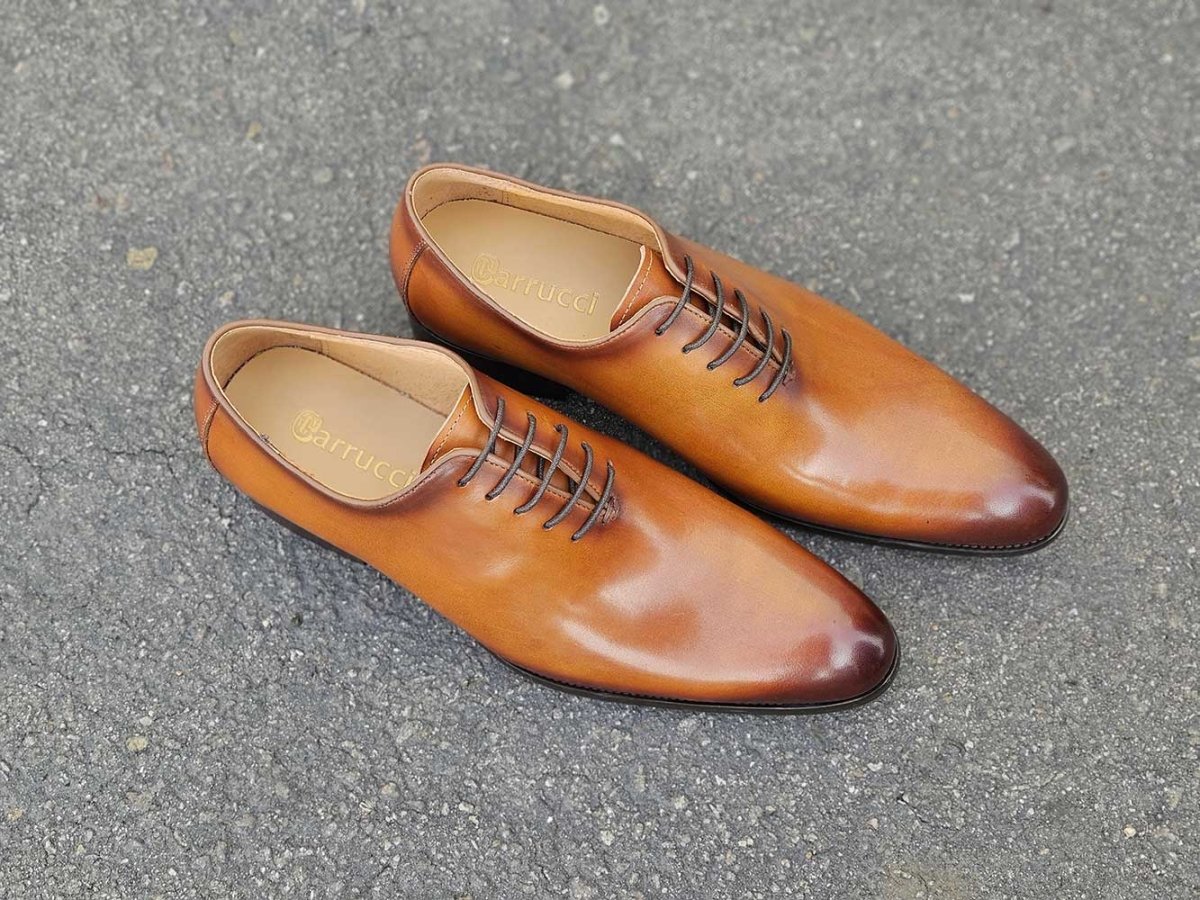 Carrucci Shoes Calfskin Whole Cut Lace Up Oxford Leather KS50512
