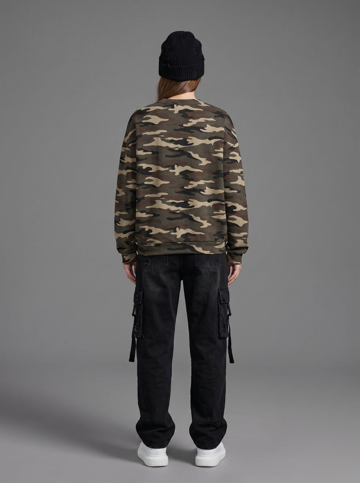 Apollo Moda  Camo Print Oversized Crewneck Sweatshirt – product view 6