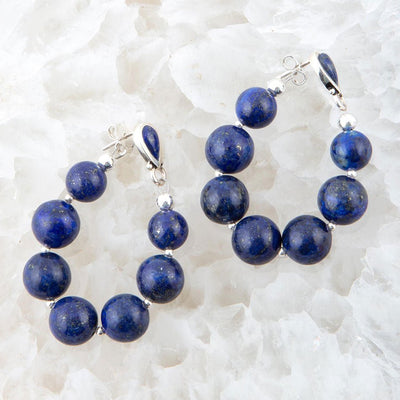 Carly Blue Lapis Complete Loop Sterling Silver Post Earrings