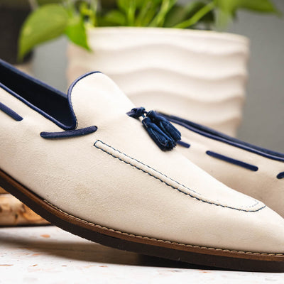 Zelli Italia Men's 16-628-SND CARMEN Sueded Goatskin & Crocodile Tassel Loafer, Sand