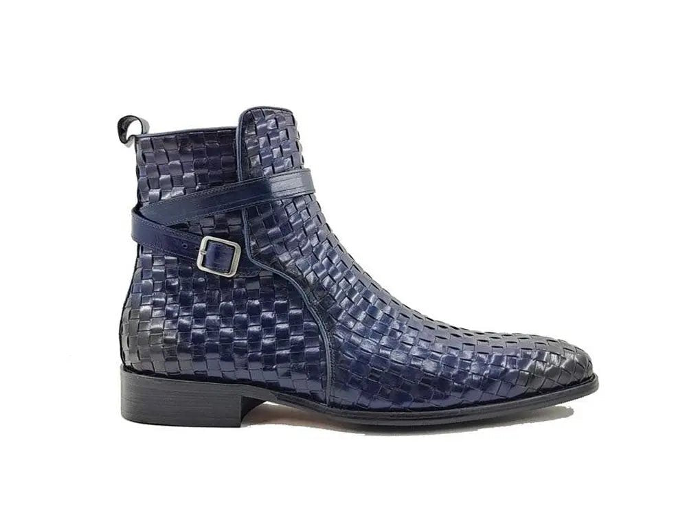 Carrucci Shoes Basket Weave Buckle Boots Calfskin KB88617X