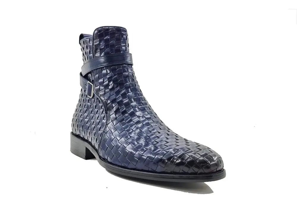 Carrucci Shoes Basket Weave Buckle Boots Calfskin KB88617X