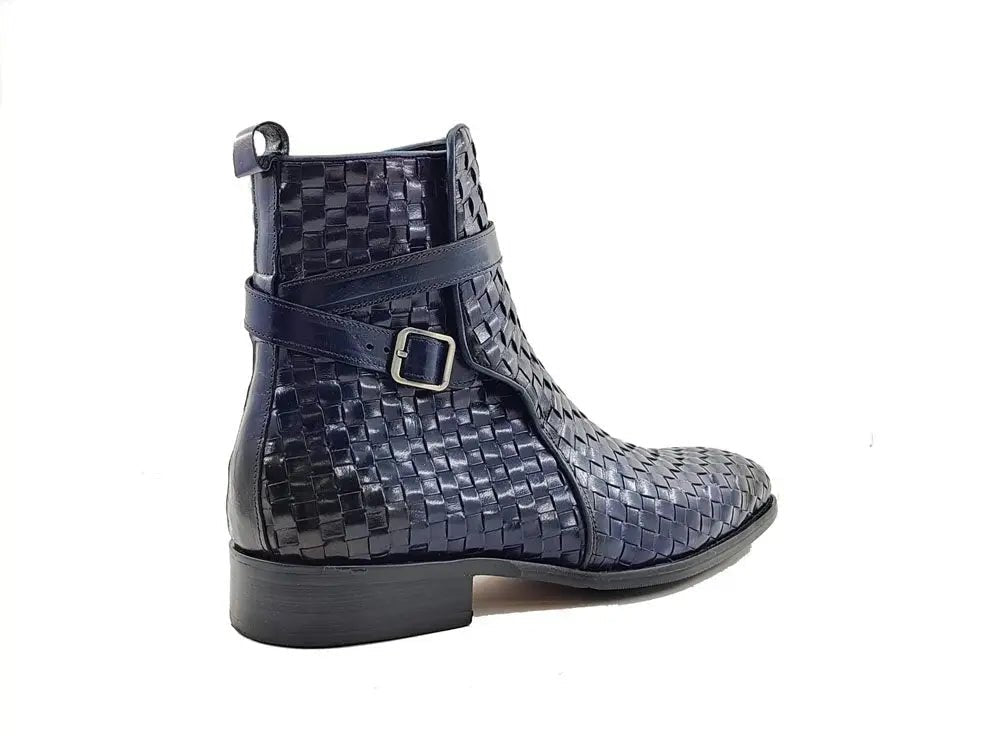 Carrucci Shoes Basket Weave Buckle Boots Calfskin KB88617X