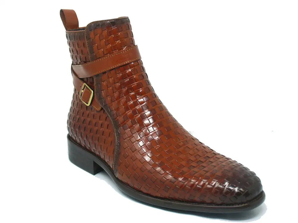 Carrucci Shoes Basket Weave Buckle Boots Calfskin KB88617X