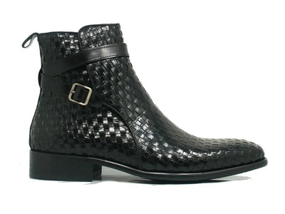 Carrucci Shoes Basket Weave Buckle Boots Calfskin KB88617X