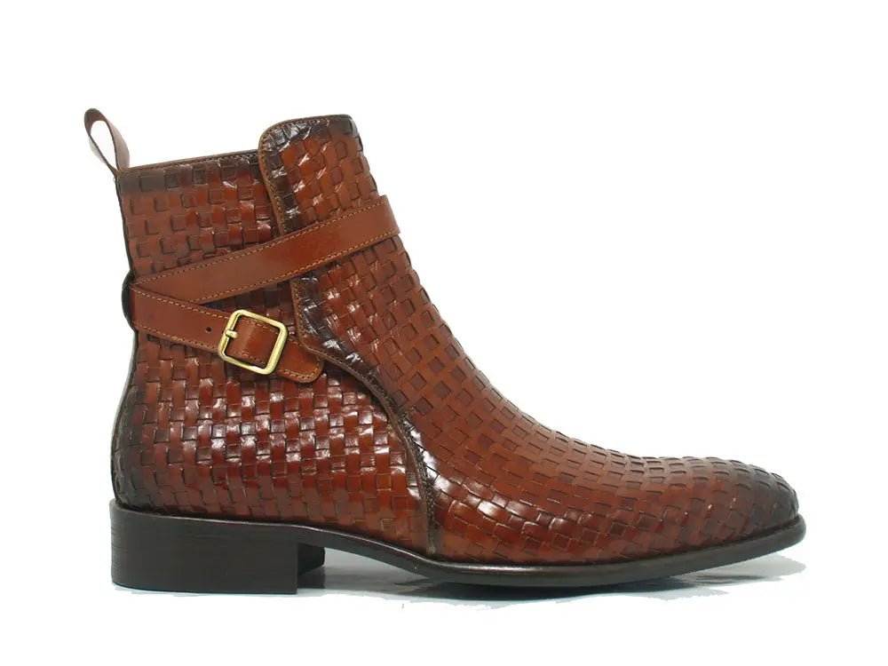 Carrucci Shoes Basket Weave Buckle Boots Calfskin KB88617X