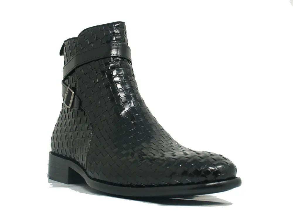 Carrucci Shoes Basket Weave Buckle Boots Calfskin KB88617X