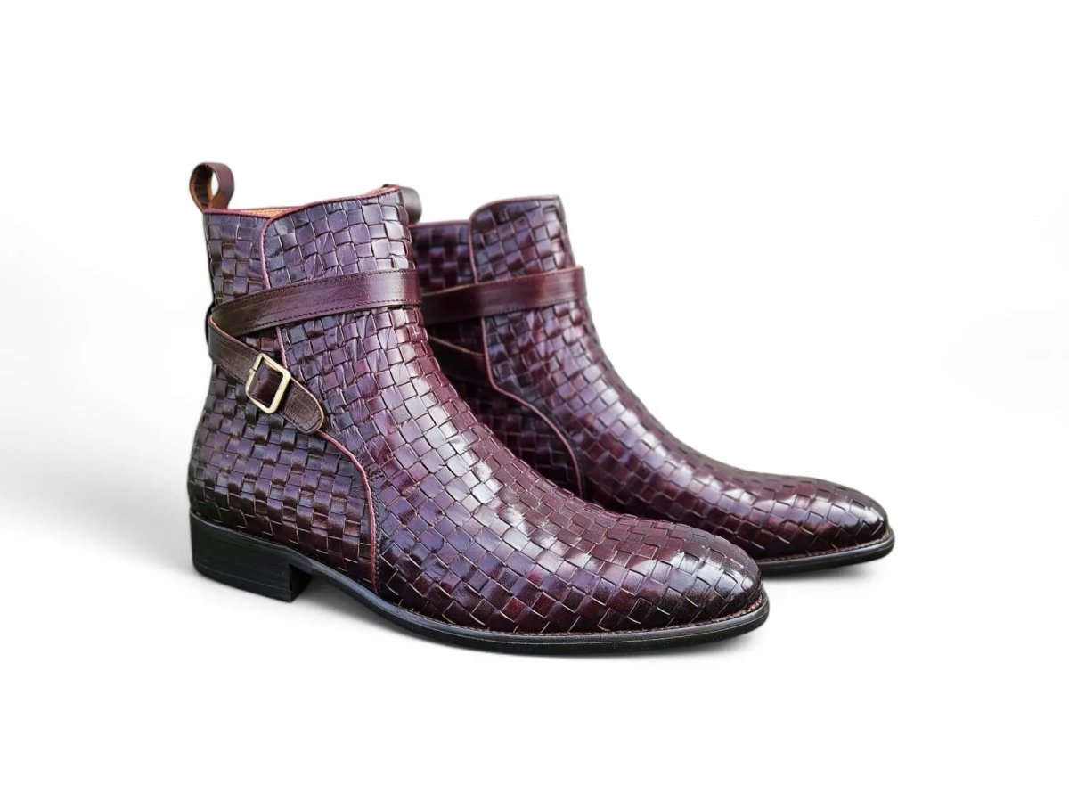 Carrucci Shoes Basket Weave Buckle Boots Calfskin KB88617X