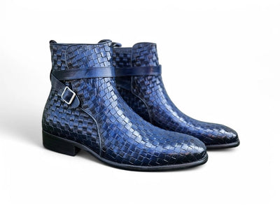 Carrucci Shoes Basket Weave Buckle Boots Calfskin KB88617X