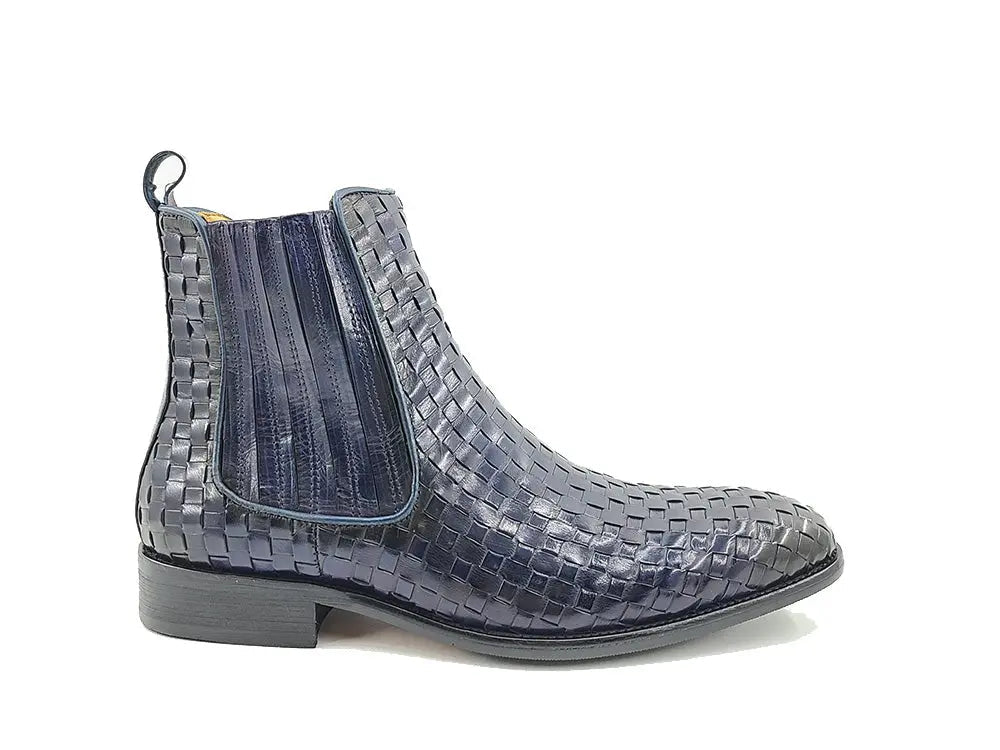 Carrucci Shoes Basket Weave Chelsea Boot Leather KB88618X