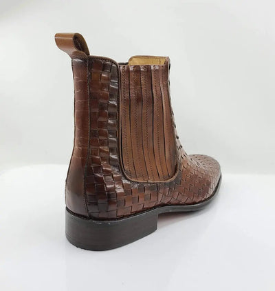 Carrucci Shoes Basket Weave Chelsea Boot Leather KB88618X