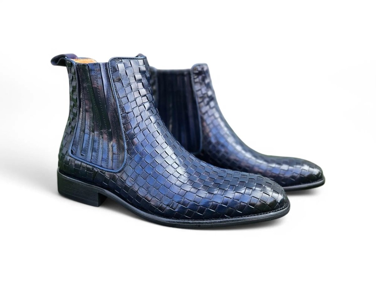 Carrucci Shoes Basket Weave Chelsea Boot Leather KB88618X