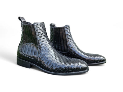 Carrucci Shoes Basket Weave Chelsea Boot Leather KB88618X