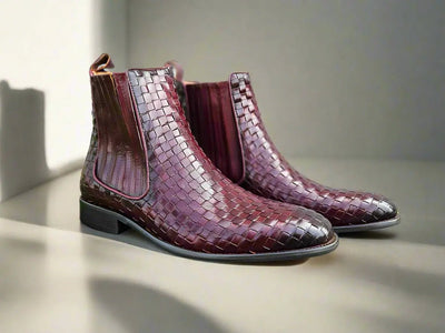Carrucci Shoes Basket Weave Chelsea Boot Leather KB88618X