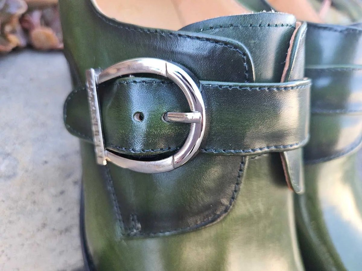 Carrucci Shoes Buckle Monk Strap Leather Loafer KS50335