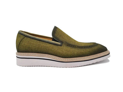 Carrucci Shoes Burnished Linen Loafer Men’s Linen KS55010F