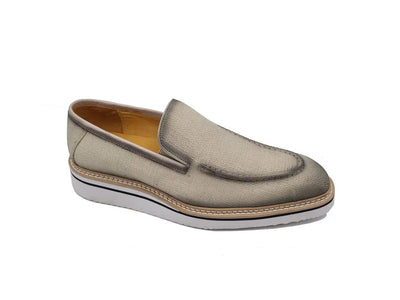 Carrucci Shoes Burnished Linen Loafer Men’s Linen KS55010F