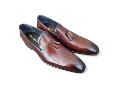 Carrucci Shoes Burnished Wholecut Tassel Loafer Leather KS50347