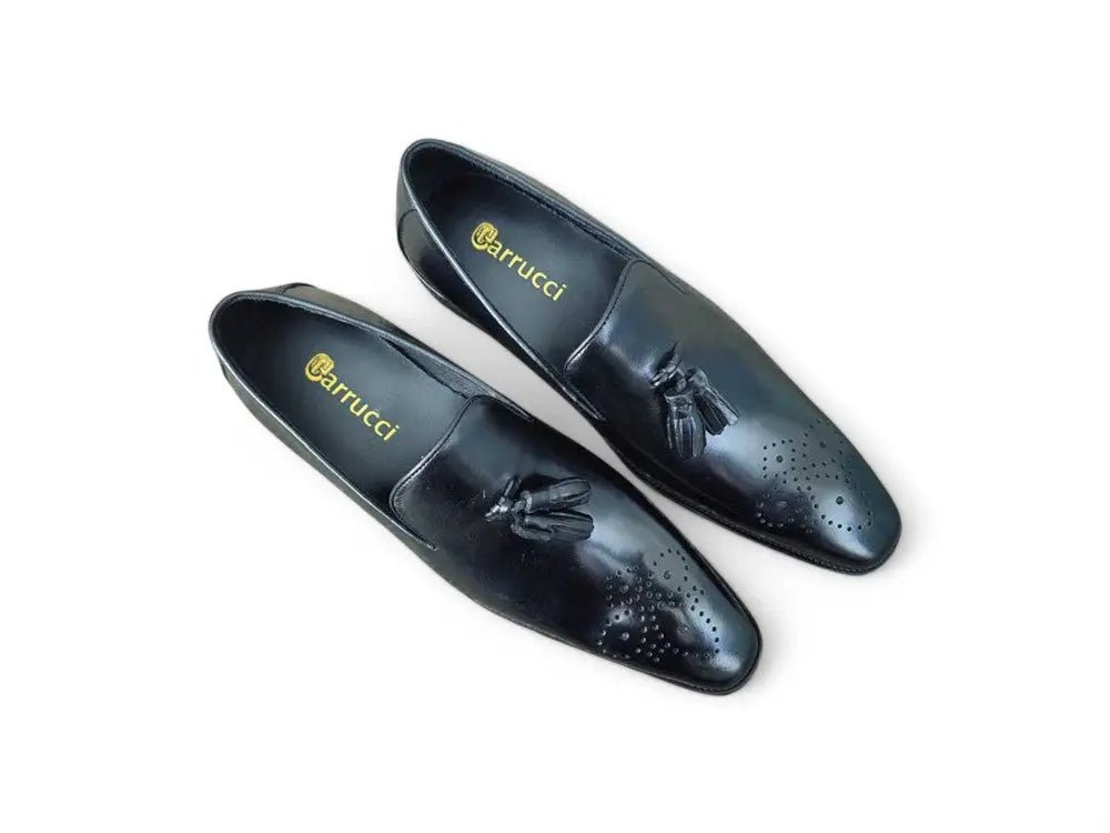 Carrucci Shoes Burnished Wholecut Tassel Loafer Leather KS50347