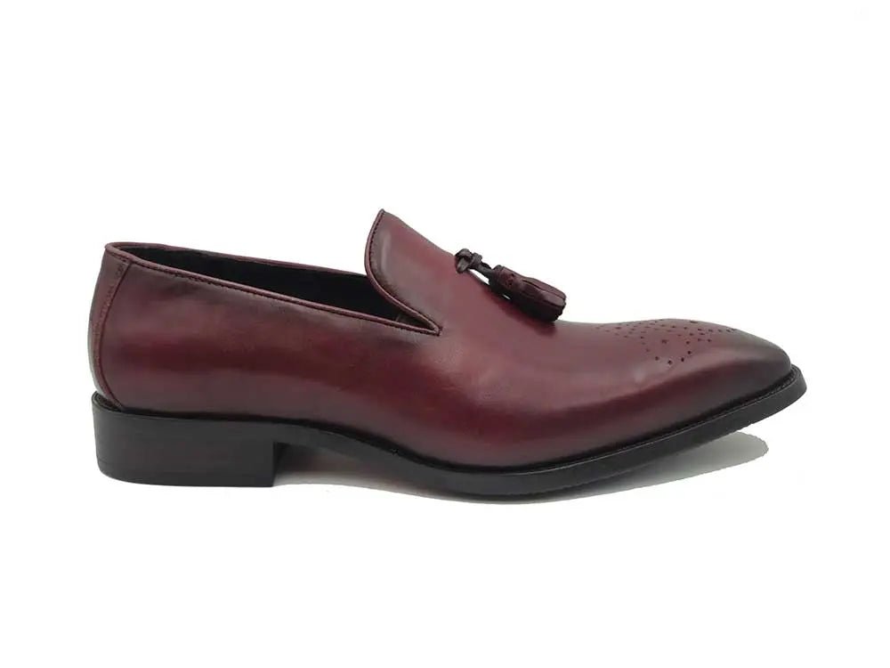 Carrucci Shoes Burnished Wholecut Tassel Loafer Leather KS50347