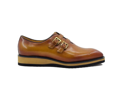 Carrucci Shoes Collection Burnished Double Monk Calfskin Leather KS51530