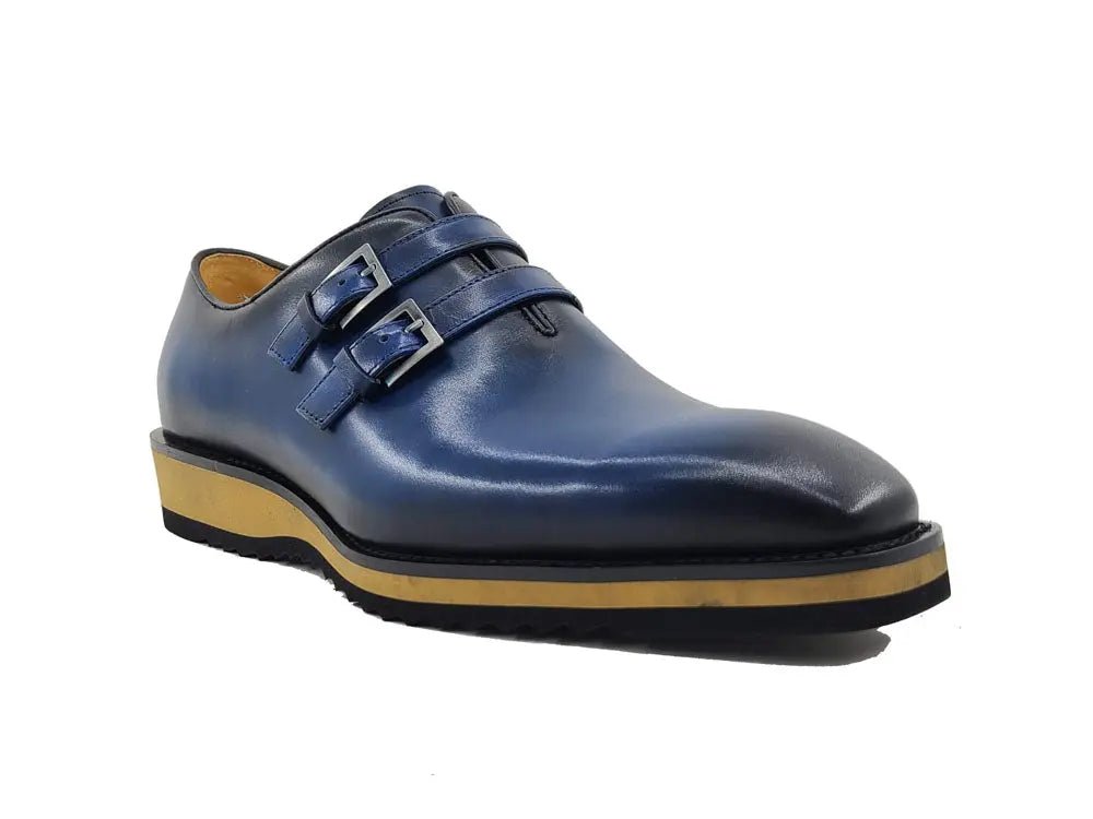 Carrucci Shoes Collection Burnished Double Monk Calfskin Leather KS51530