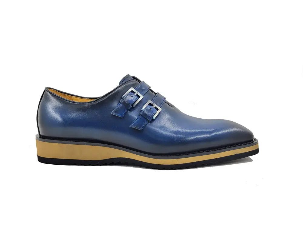 Carrucci Shoes Collection Burnished Double Monk Calfskin Leather KS51530
