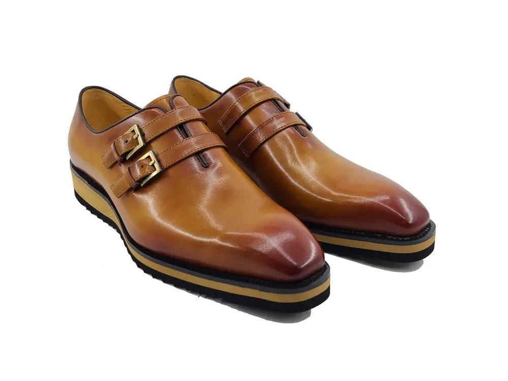 Carrucci Shoes Collection Burnished Double Monk Calfskin Leather KS51530
