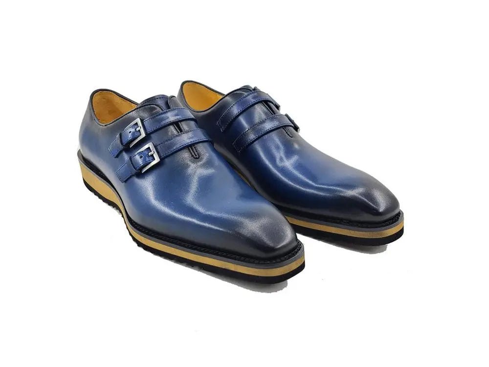 Carrucci Shoes Collection Burnished Double Monk Calfskin Leather KS51530