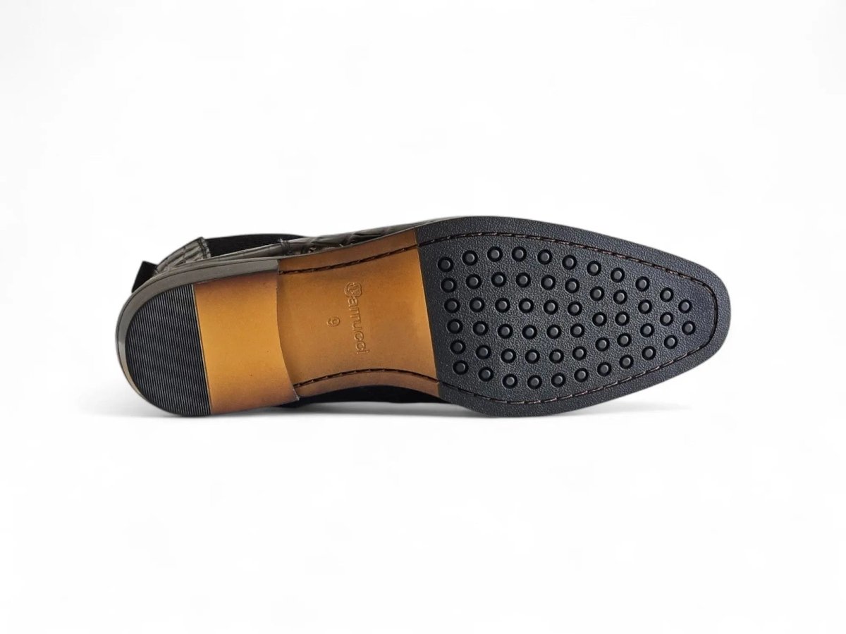 Carrucci Shoes Crocodile Embossed Chelsea Boot Full Grain Calfskin Leather KB503X601E