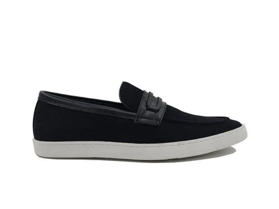 Carrucci Shoes Embossed Leather Strap Linen Sneaker Leather KS52907