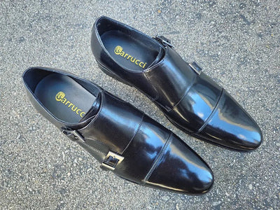 Carrucci Shoes Men’s Cap Toe Double Monk Strap Leather Shoe