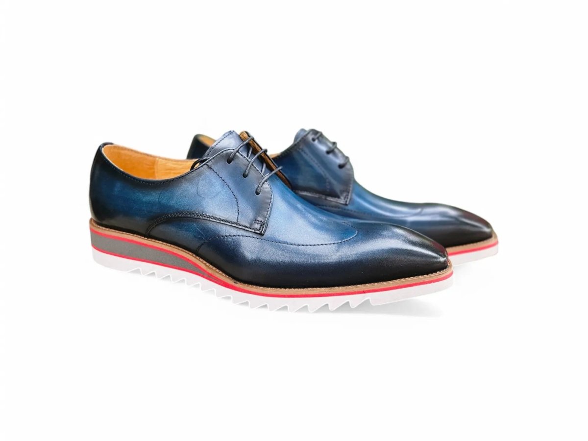 Carrucci Shoes Men's Plain Toe Wing Tip Blucher Oxford Leather KS55004