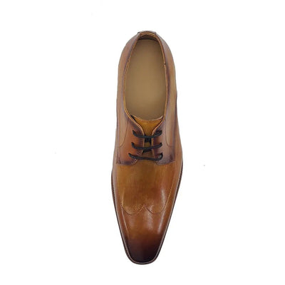Carrucci Shoes Men's Plain Toe Wing Tip Blucher Oxford Leather KS55004