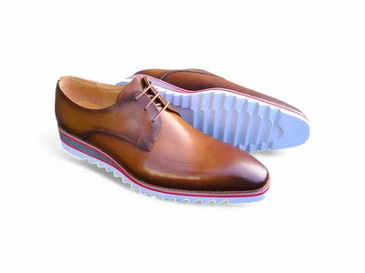 Carrucci Shoes Men's Plain Toe Wing Tip Blucher Oxford Leather KS55004