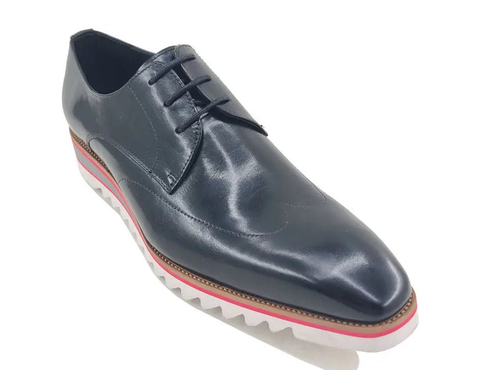 Carrucci Shoes Men's Plain Toe Wing Tip Blucher Oxford Leather KS55004
